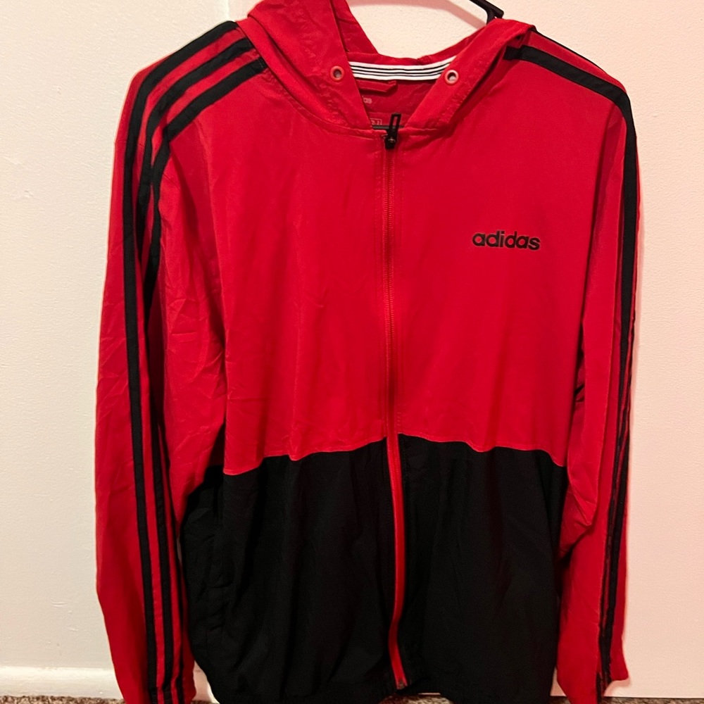 Adidas red black jacket